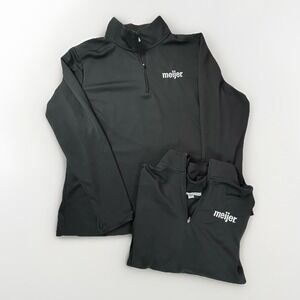 Meijer Team Member Shirts x2 Women Long Sleeve Polo Black  XXL Lightweight Mesh